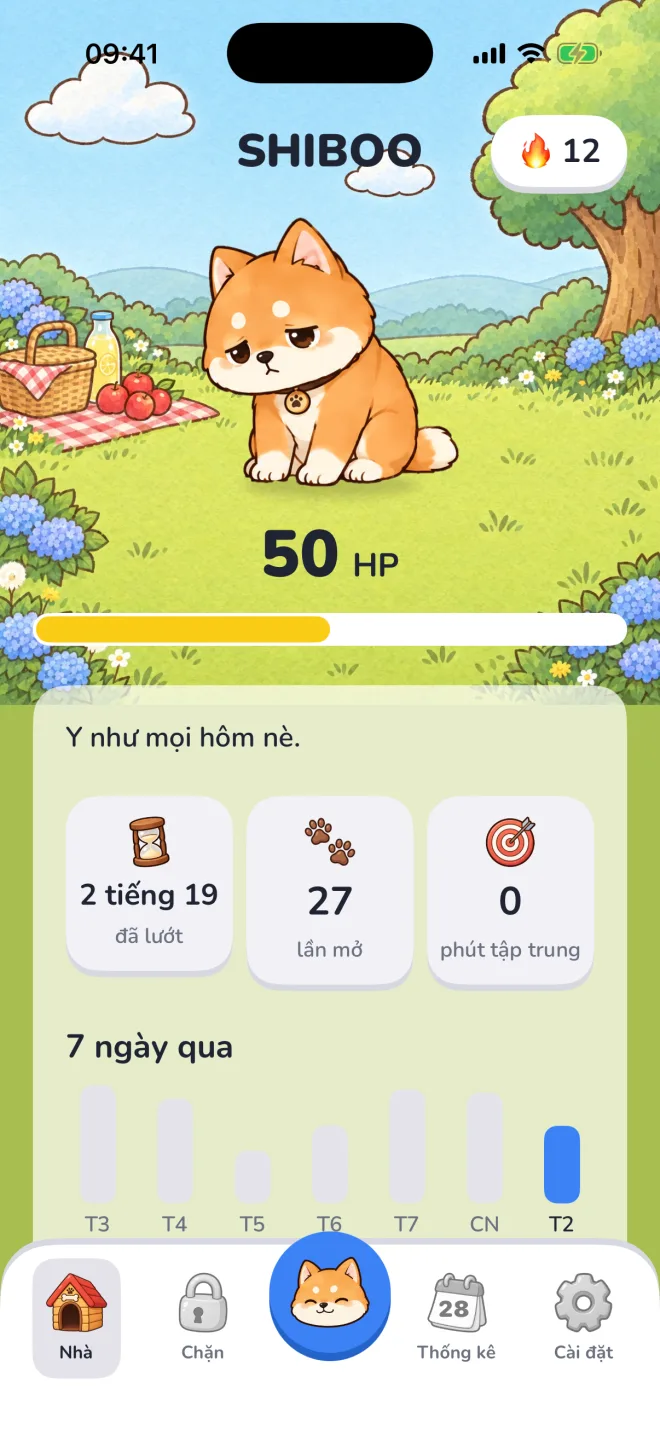 Màn Nhà khi Shiboo còn 50 HP